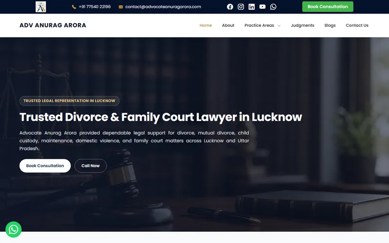 Homepage of the Advocate Anurag Arora website
