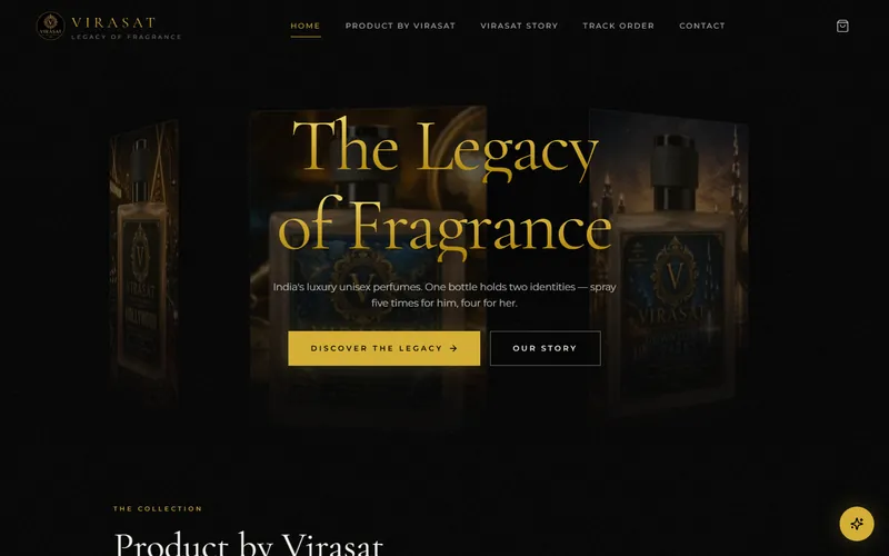 Homepage of the Virasat Luxuries website